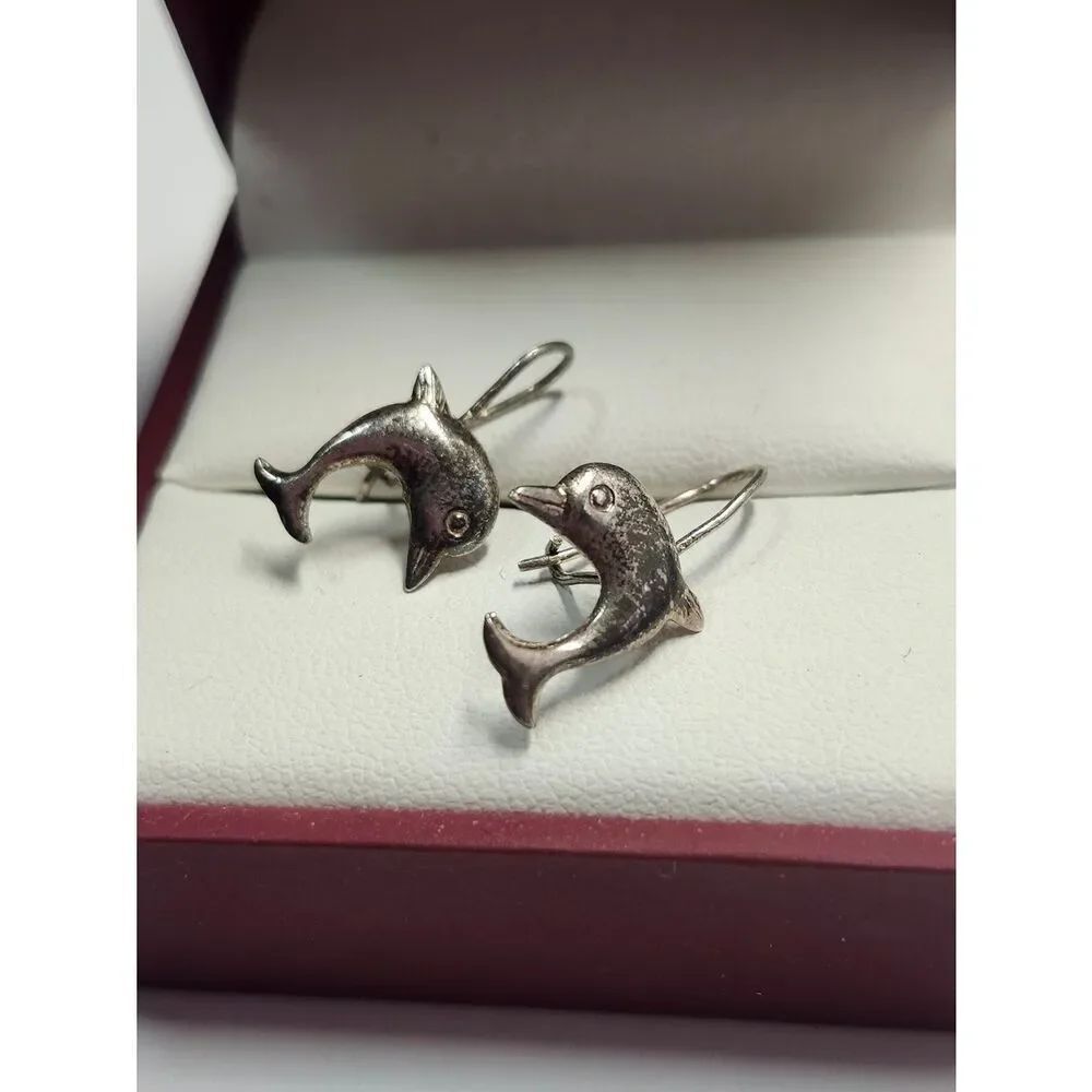 Sterling Silver Dolphin Earrings 925
